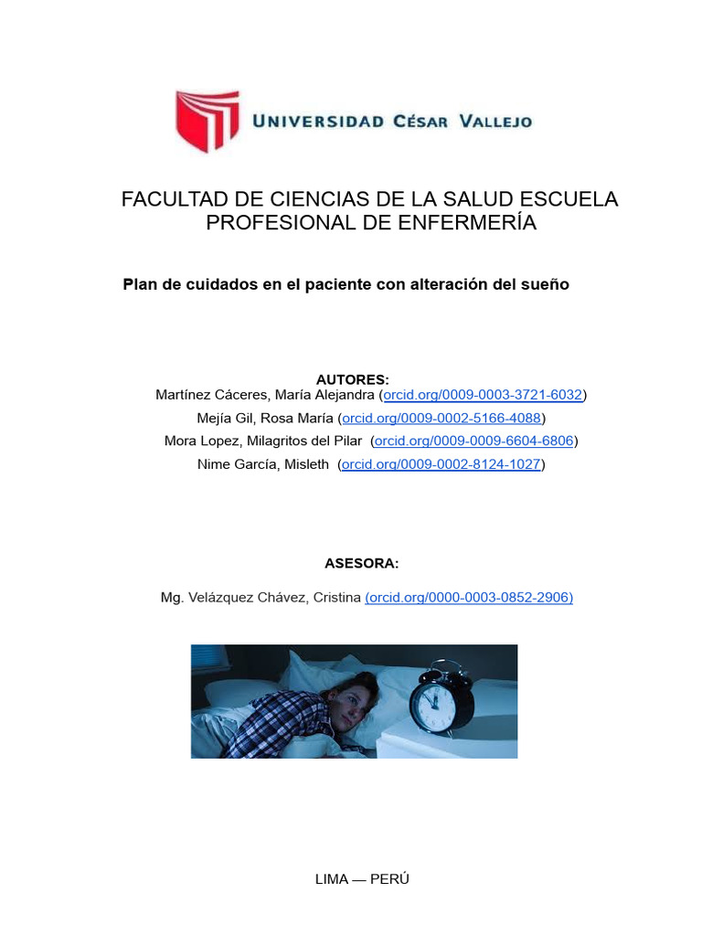 Plan de Cuidados para Insomnio en Pacientes | PDF | Enfermería | Dormir