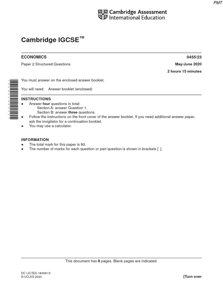 June 2020 (v3) QP - Paper 2 CIE Economics IGCSE | PDF | Cost Of Living ...
