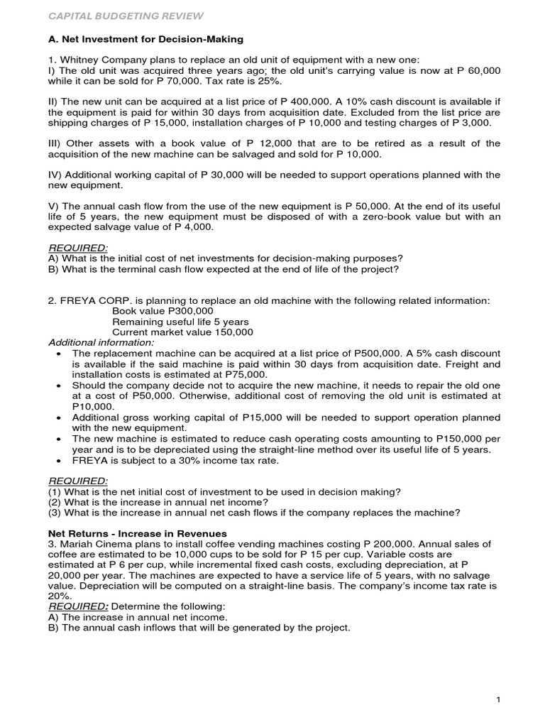 Capital Budgeting Analysis and Calculations | PDF | Depreciation | Book ...