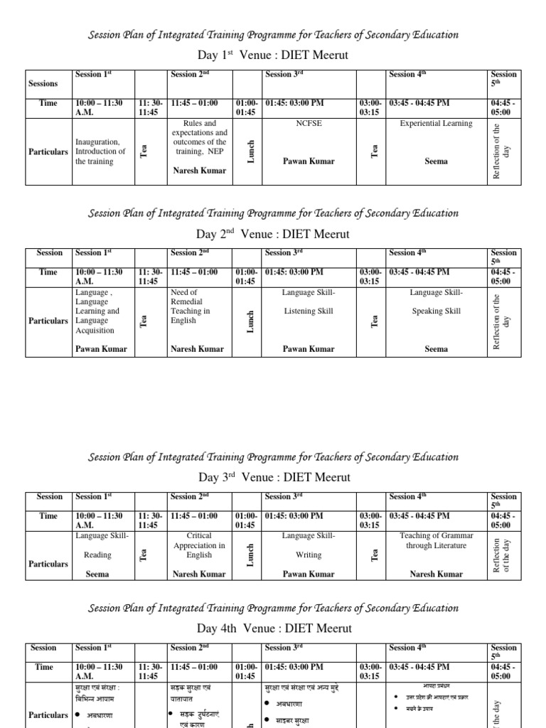 Time Table English Training | PDF | Human Communication | Linguistics