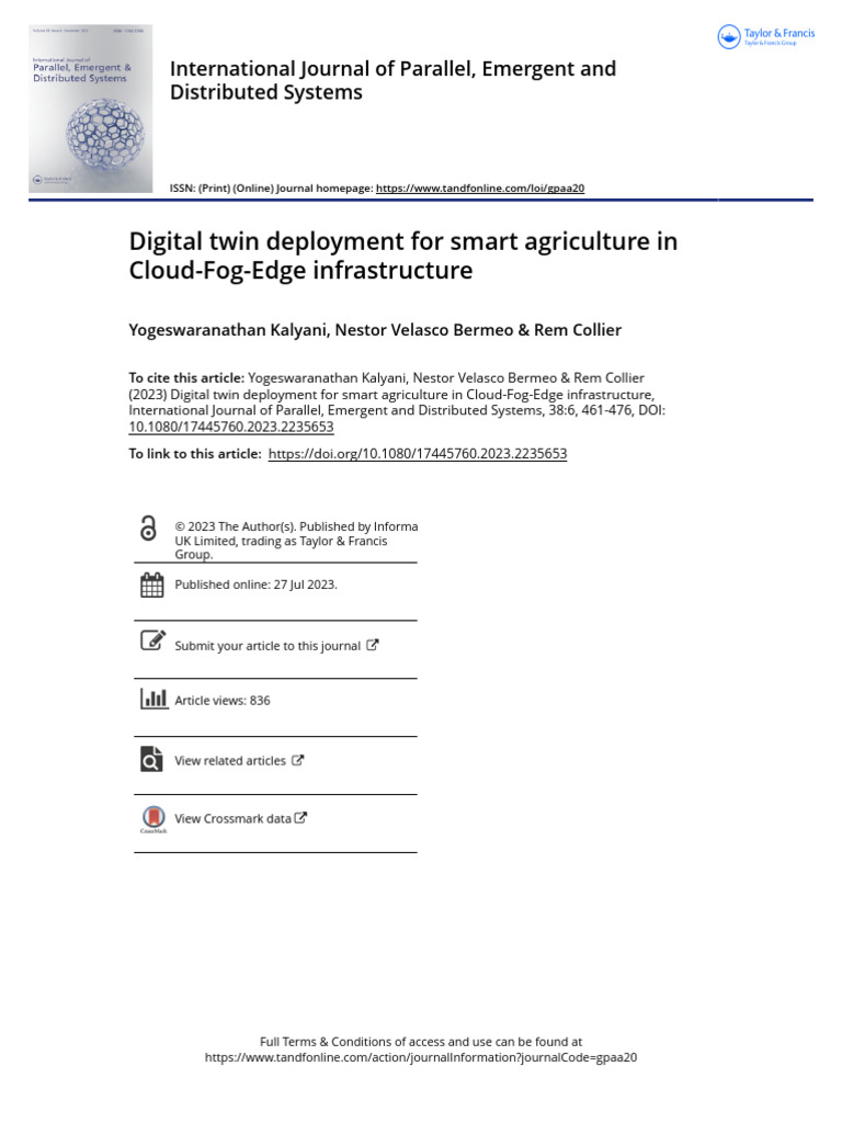 Digital Twin Deployment For Smart Agriculture in Cloud-Fog-Edge ...