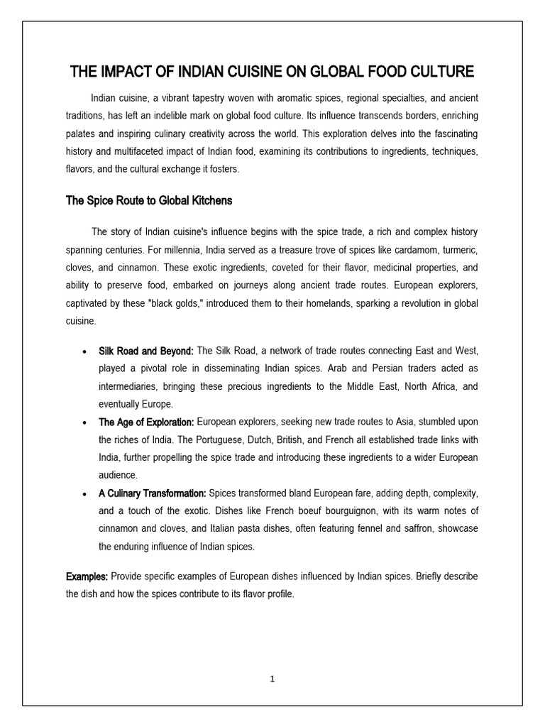 Indian Cuisine's Global Culinary Impact | PDF | Indian Cuisine | Cuisine