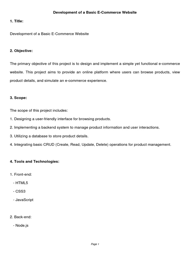 Basic E-Commerce Website Development | PDF | Websites | Databases