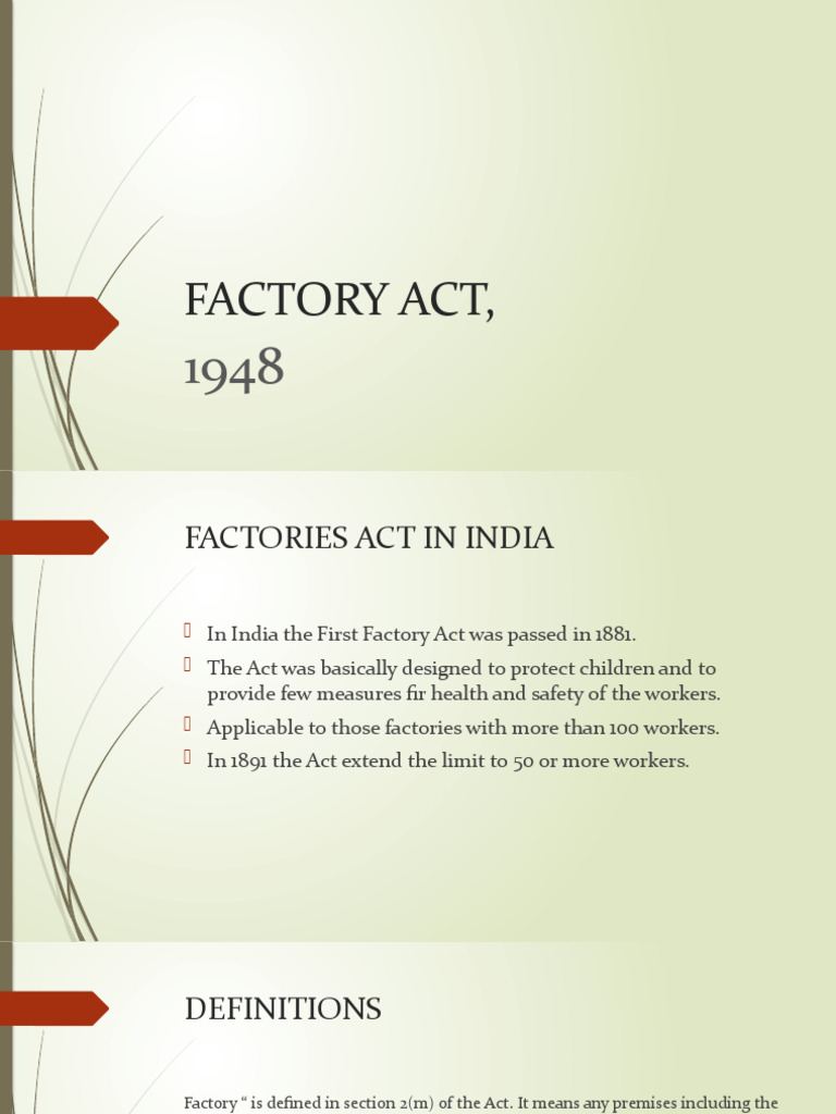 Factory Act | PDF | Employment | Occupational Safety And Health