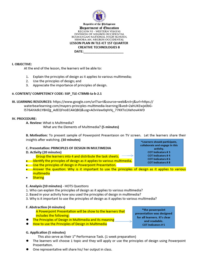 Grade 8 Creative Technology Lesson Plan | PDF | Multimedia | Microsoft ...