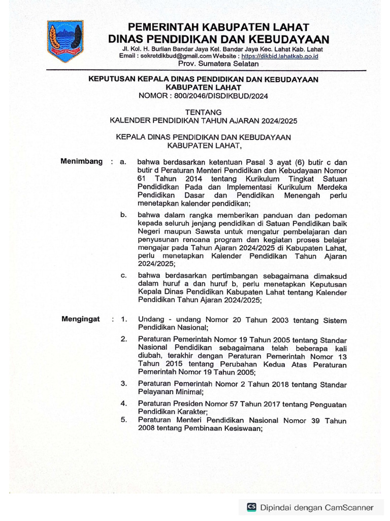 KALENDER PENDIDIKAN TA 2024-2025 | PDF