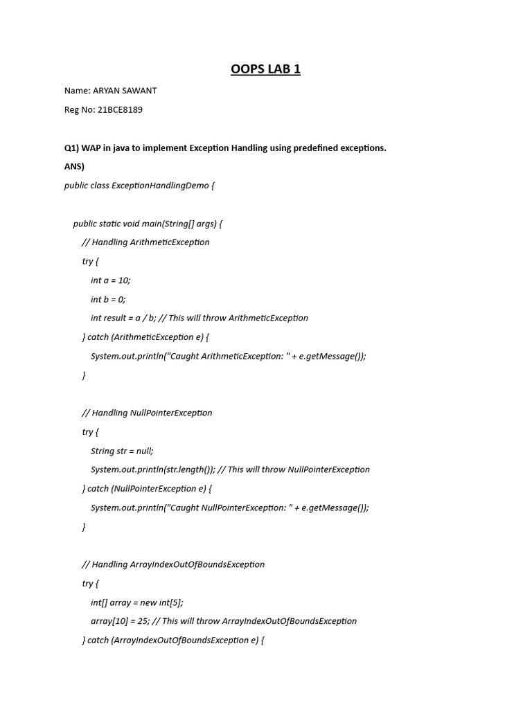 21BCE8189- OOPS LAB 1 | PDF