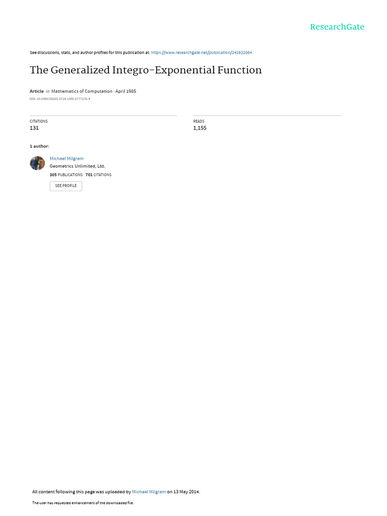 The Generalized Integro-Exponential Function | PDF | Exponential ...