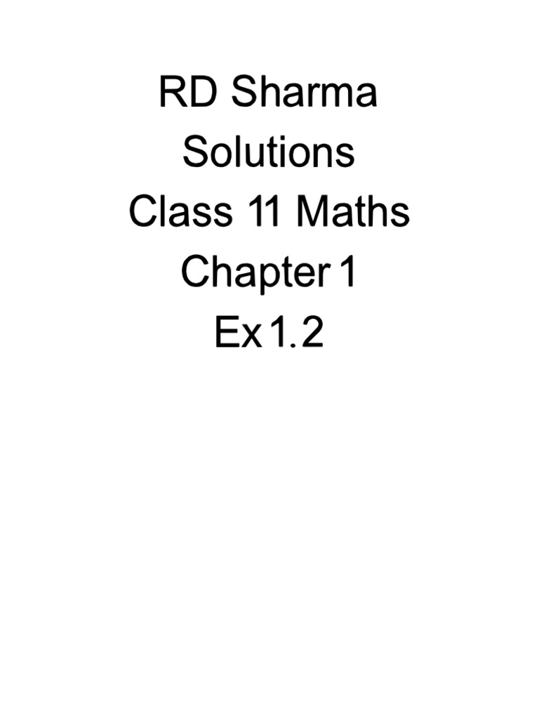 RD Sharma Class 11 Maths Sets Ex 1.2 | PDF