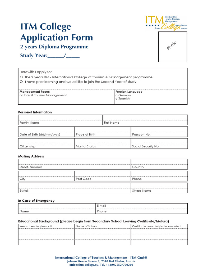 ITM College Application Form | PDF | Passport | Government And Personhood