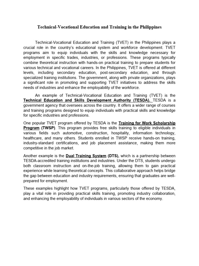 Overview of Tech-Voc Education in the PH | PDF | Vocational Education ...