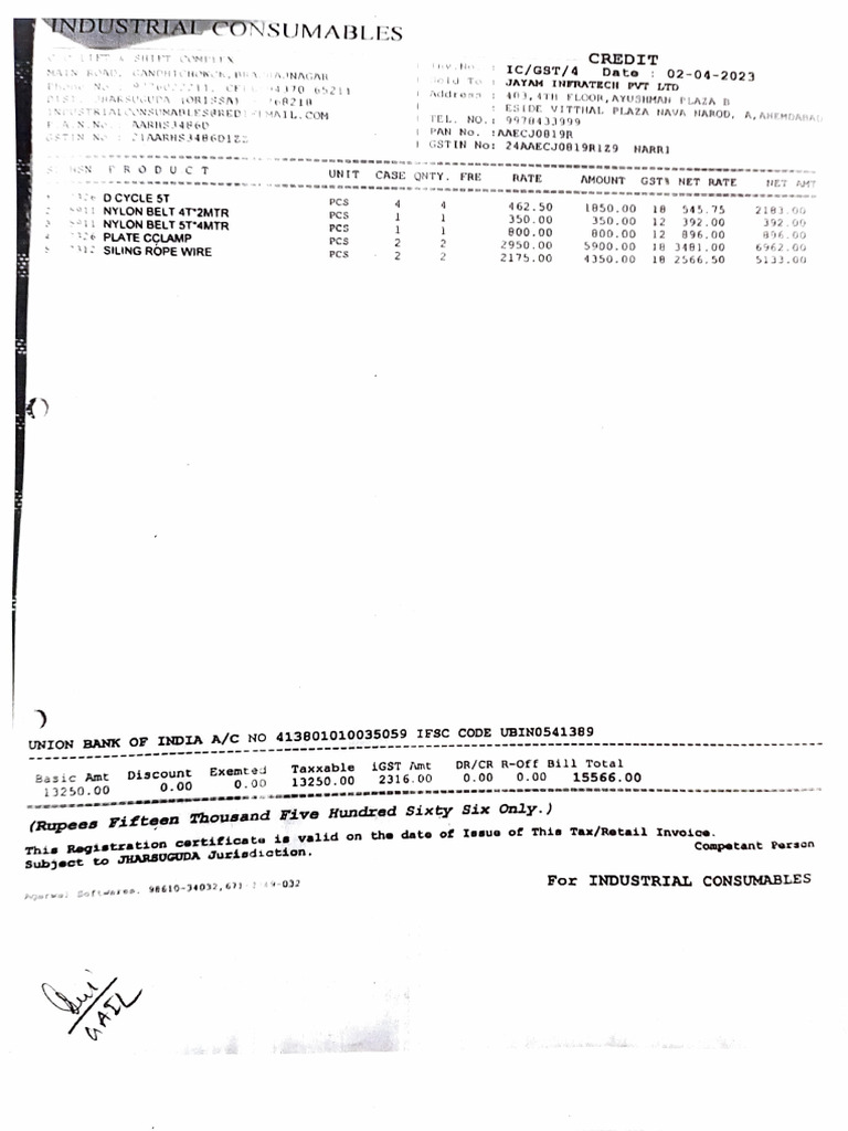 Industrial Consumables Invoice Details | PDF | Taxes | Government Finances