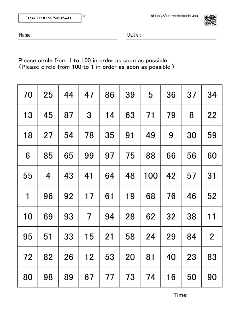 Please circle from 1 to 100 in order as soon as possible please circle