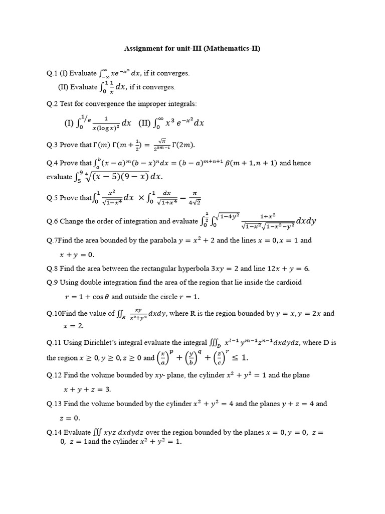 Assignment III and IV Mathematics II FVQFCRW | PDF | Mathematical ...