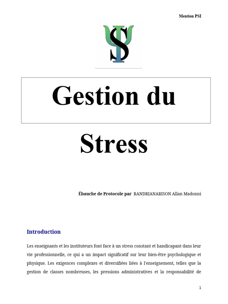 Perception de contrôle et gestion du stress | PDF | Stress (Biologie ...