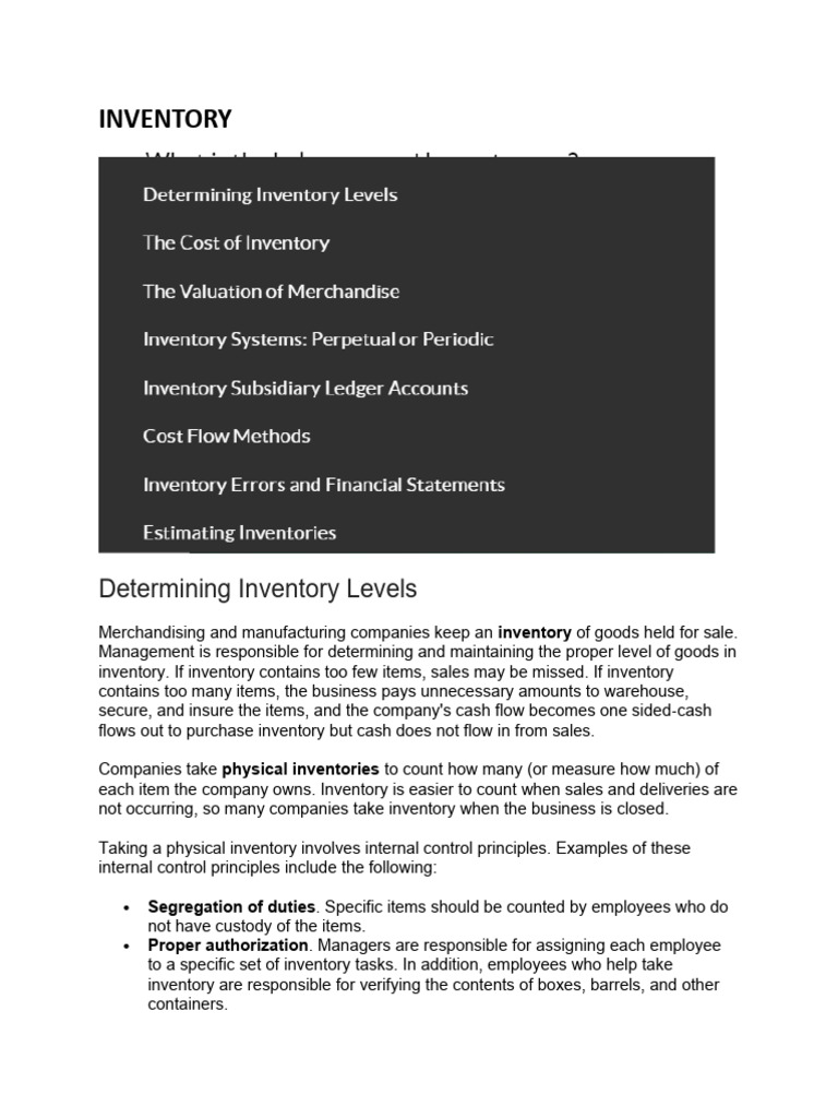 Inventory Accounting Principles | PDF | Cost Of Goods Sold | Inventory ...