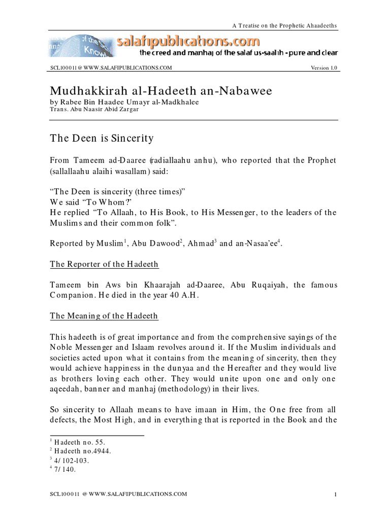 Understanding Sincerity in Islam | PDF | Hadith | Prophets And ...