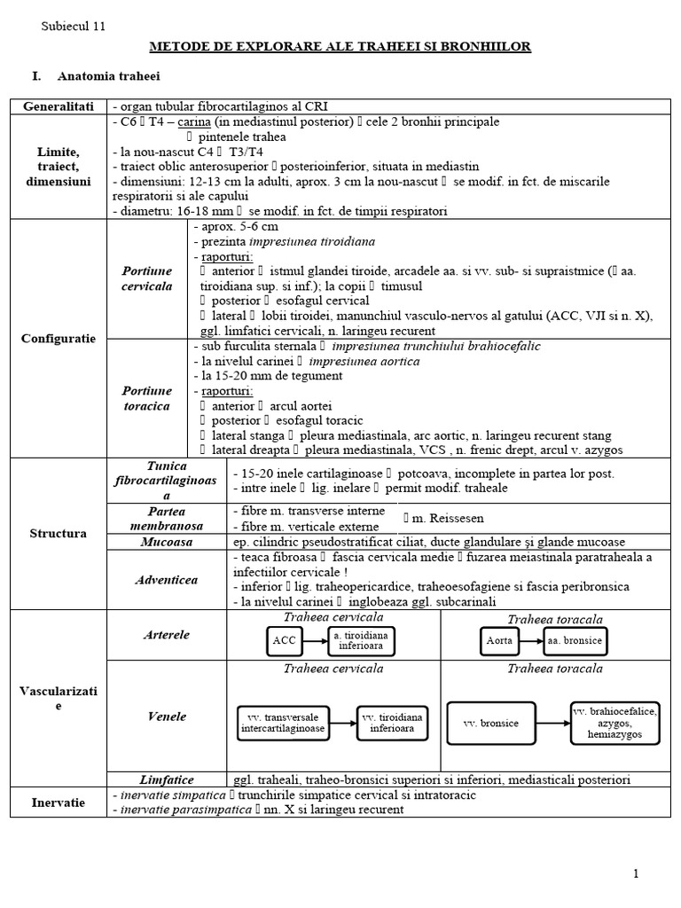 Subiectul 11 - Metode Explorare Trahee Si Bronhii - Complet | PDF