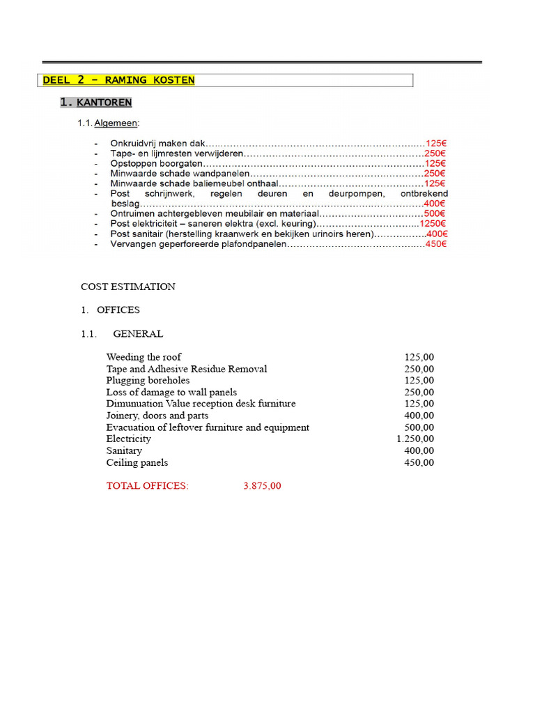 Comprehensive Cost Estimation Breakdown | PDF | Technology & Engineering