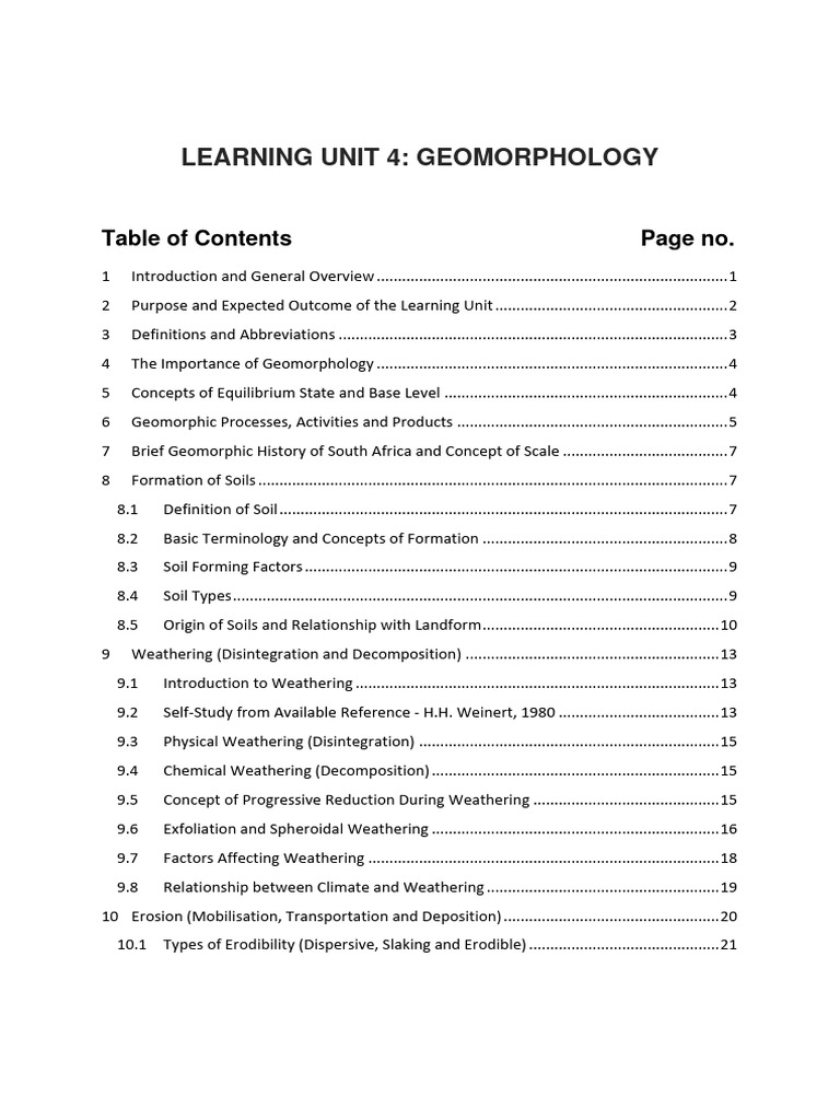 Geomorphology Learning Unit Overview | PDF | Geomorphology | Erosion