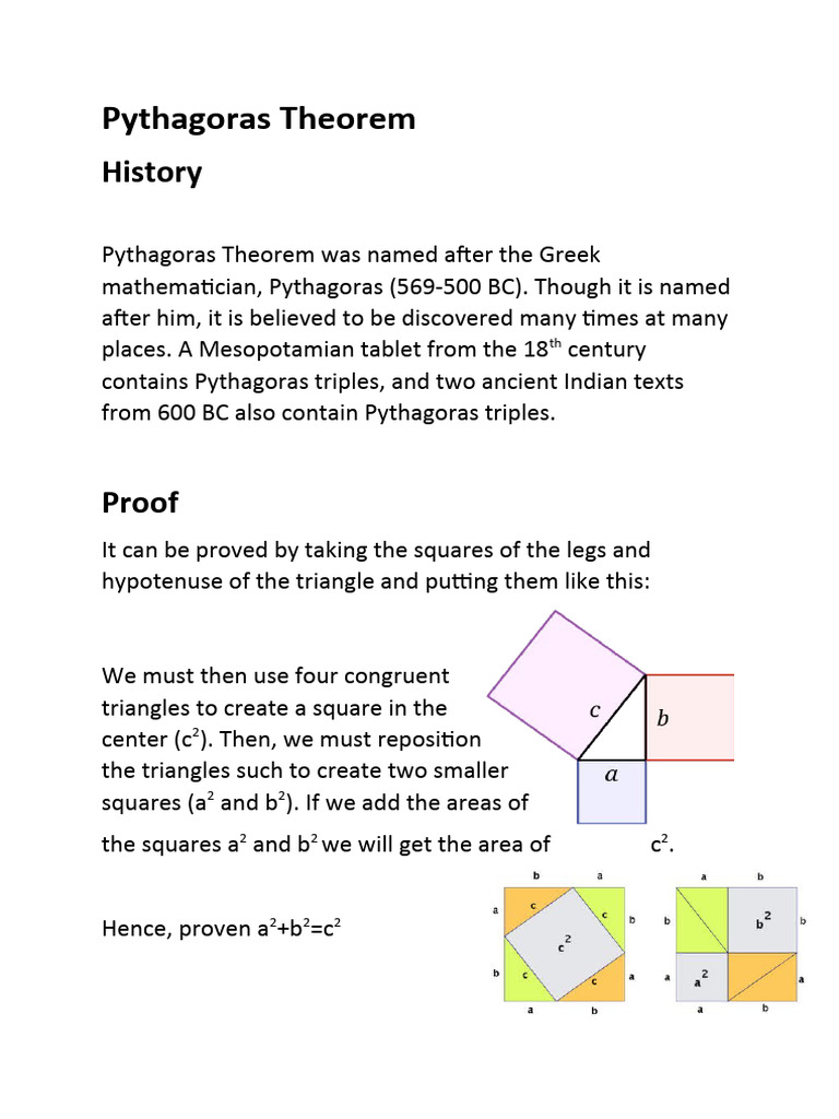 Pythagoras Theorem Pdf