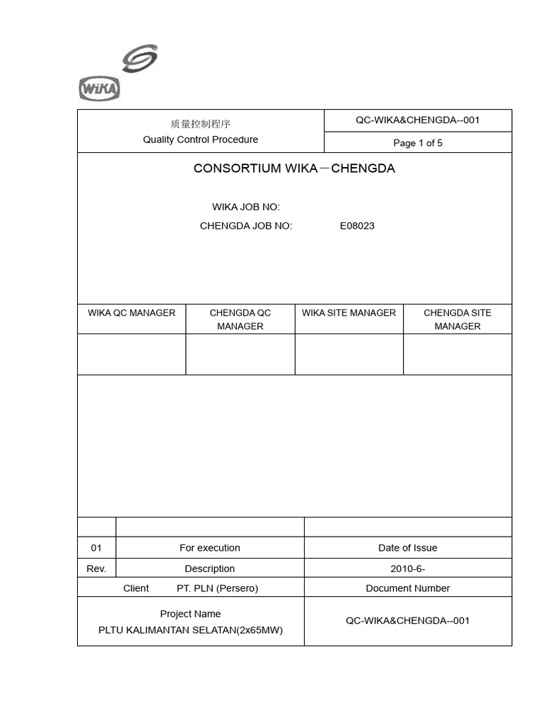 Quality Control Procedure Rev 01 Pdf