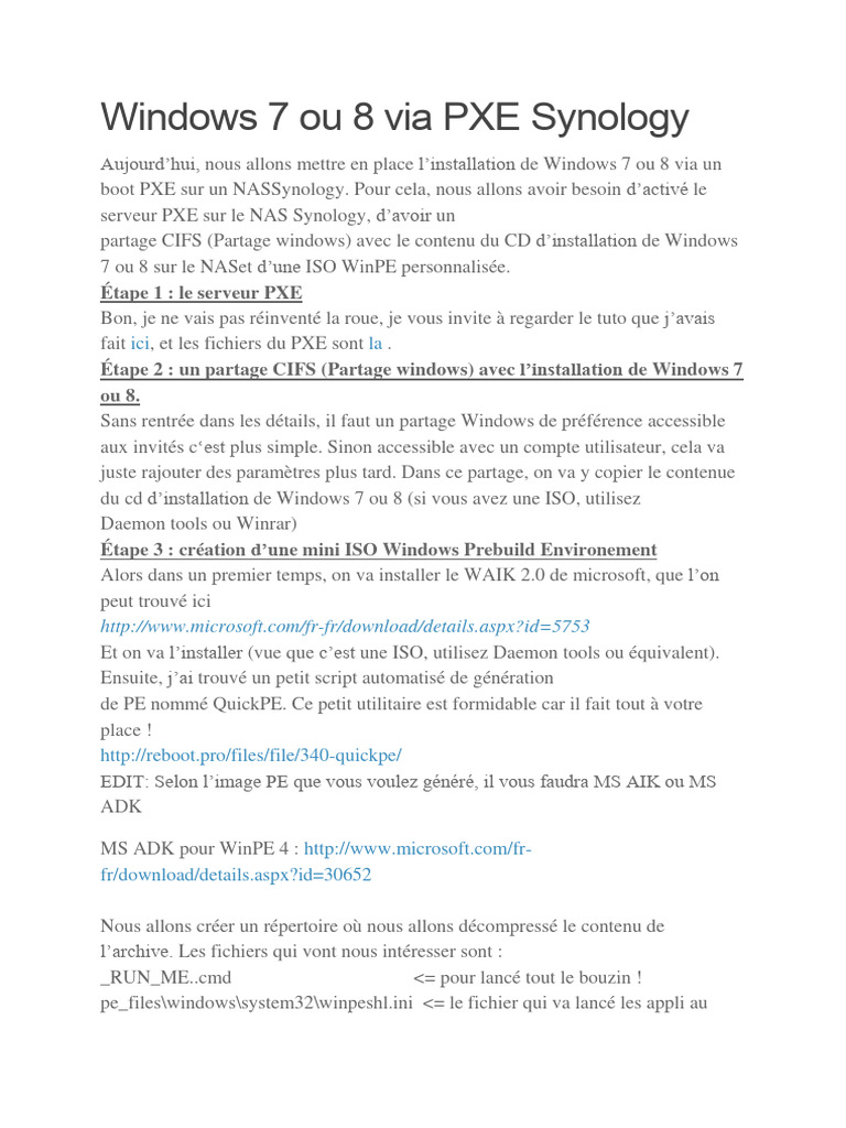Installation de Windows via PXE Synology | PDF | Informatique | Logiciel