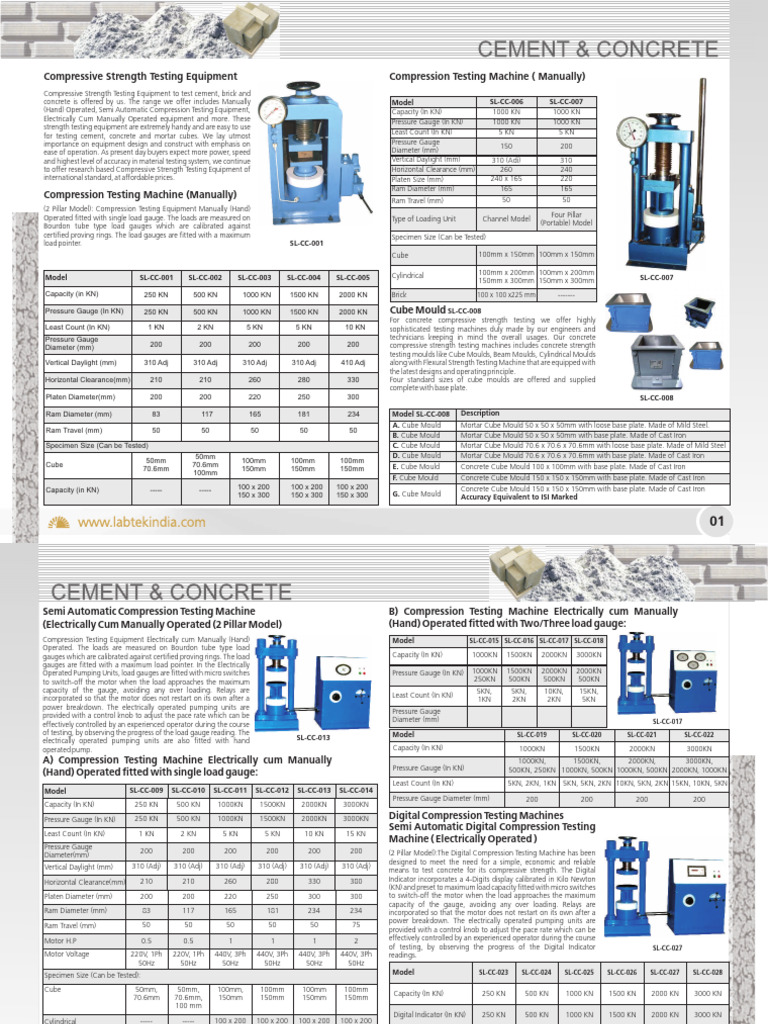 Cement Concrete Testing Equipments Instruments | PDF | Concrete ...