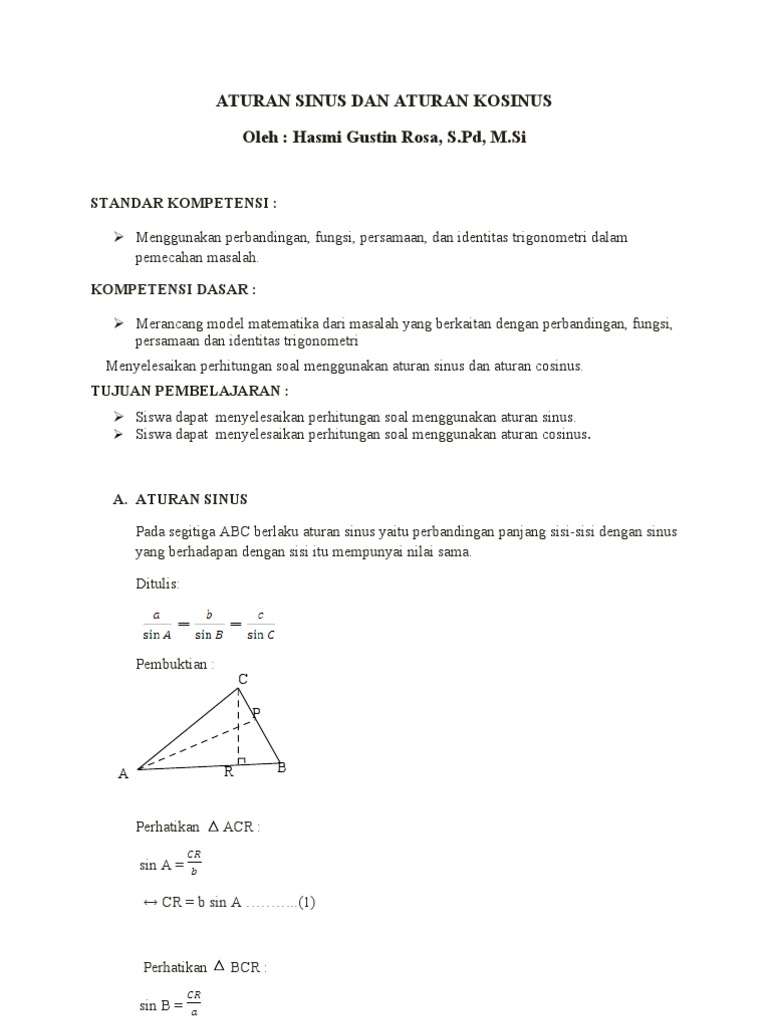 Soal Mtk Materi Sinus Dan Cosinus