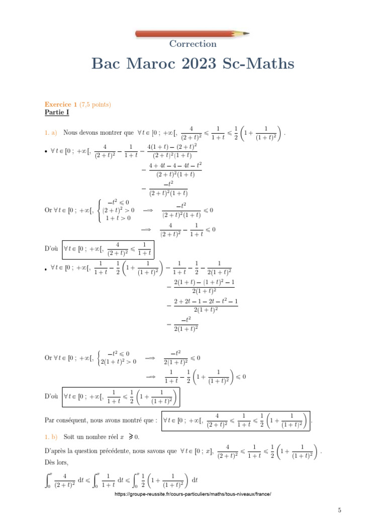 Corrige Bac Maths 2023 Maroc | PDF | Concepts mathématiques | Analyse ...