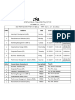 IMI PGDHRM 2011-2013 Term II Exam Schedule