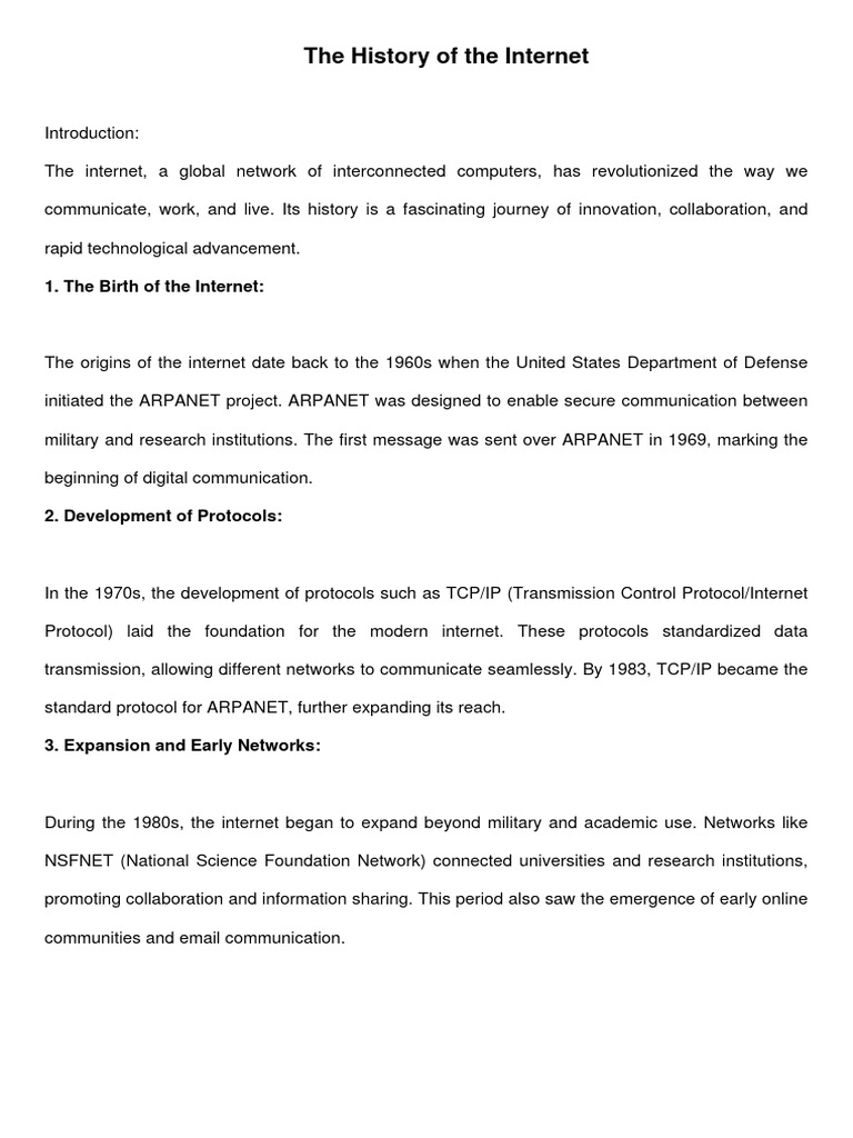 History of the internet pdf internet world wide web