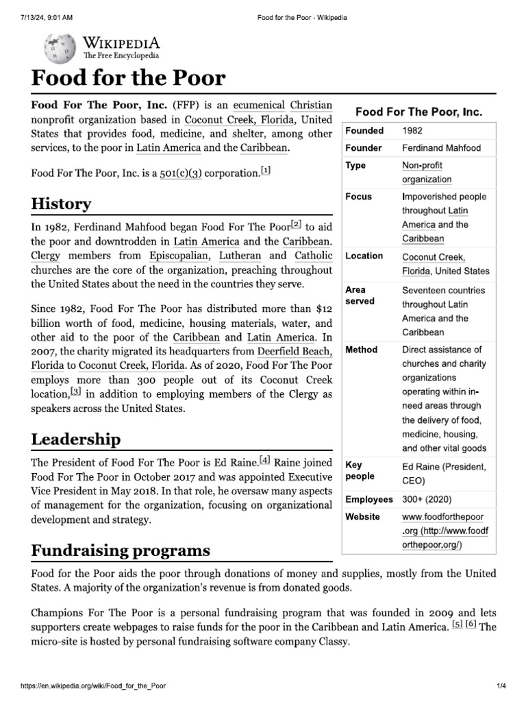 Food For The Poor FFP | PDF