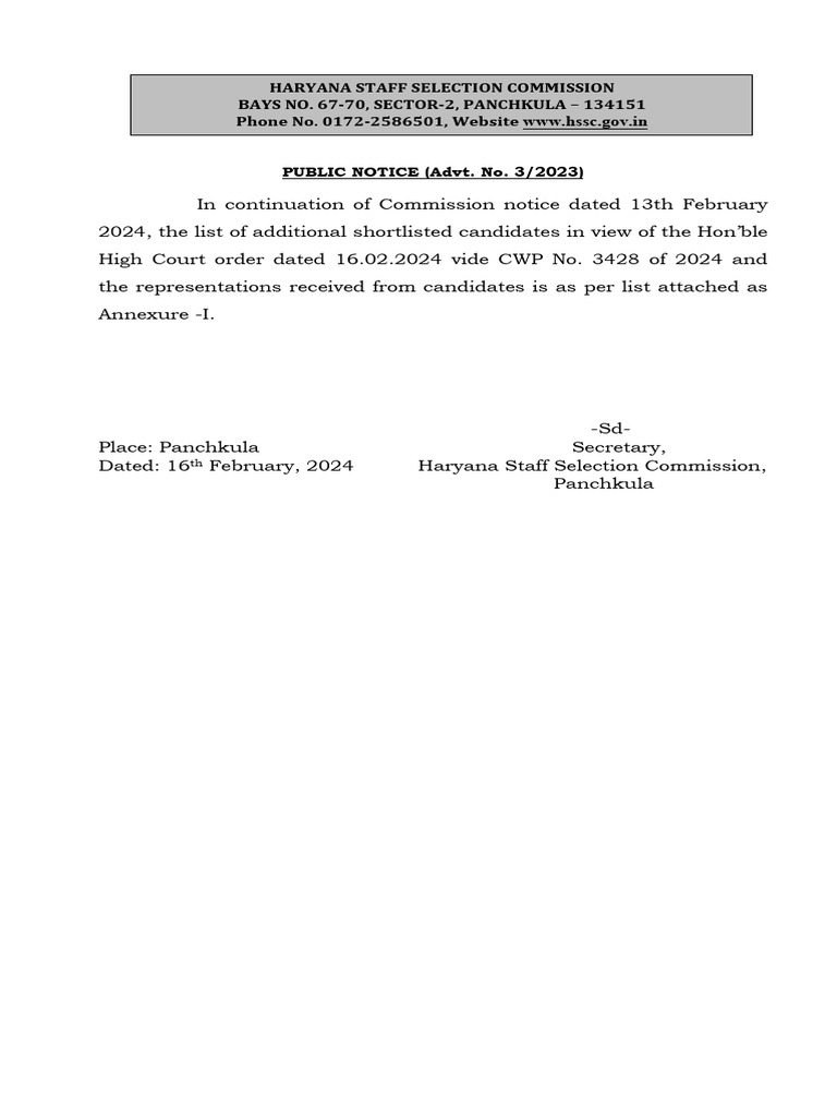 Public Notice For Additional Candidate in Group 1 2 and 49 | PDF