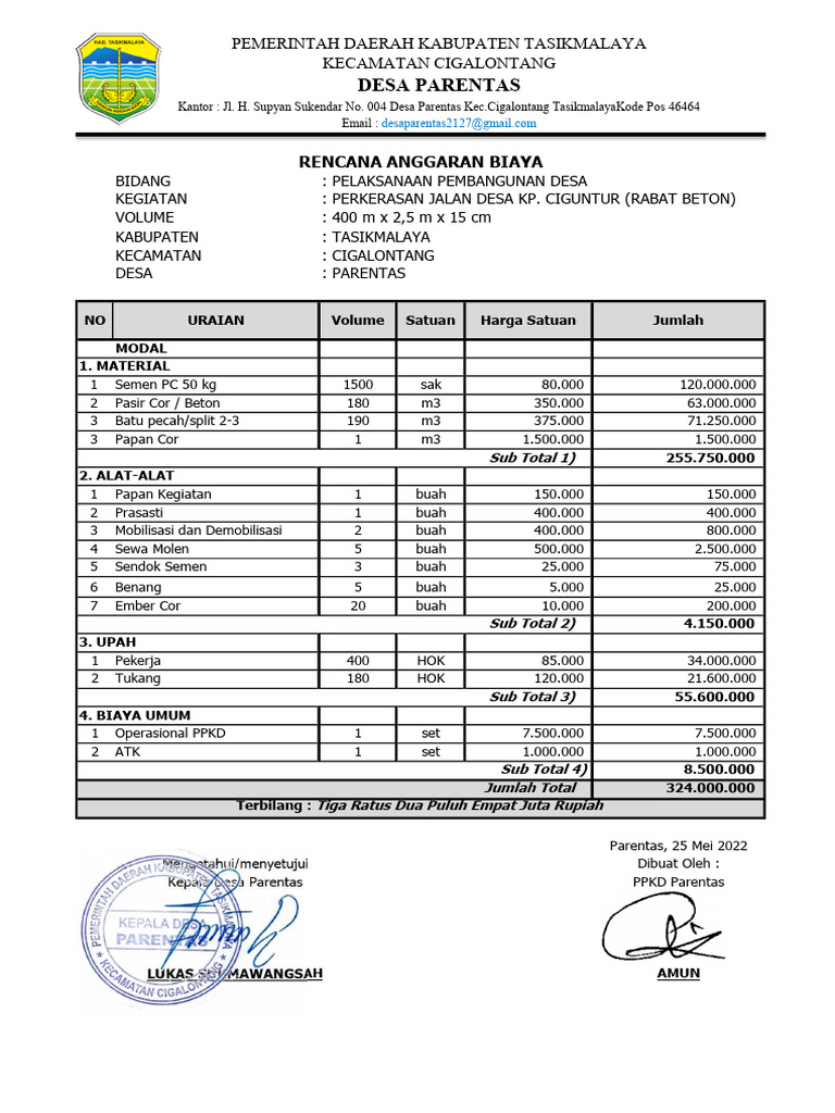 Rab Jalan Desa Ciguntur | PDF