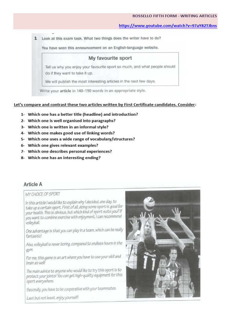 Comparing First Certificate Articles | PDF | Language Arts & Discipline