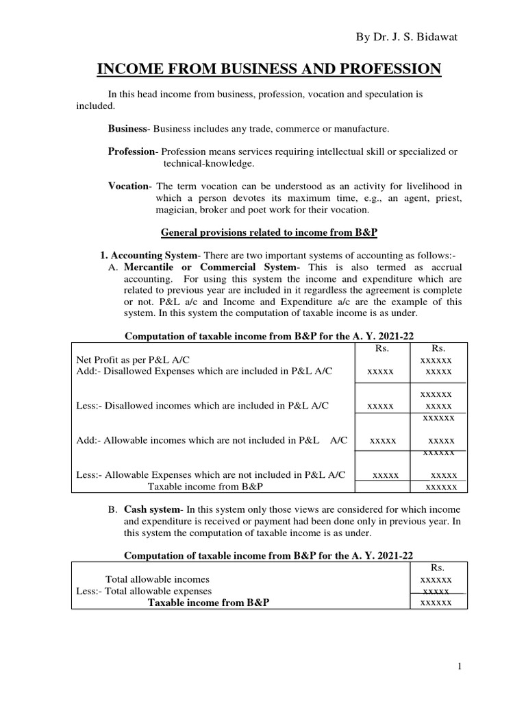 Income from business and profession 2021 22 pdf expense tax deduction