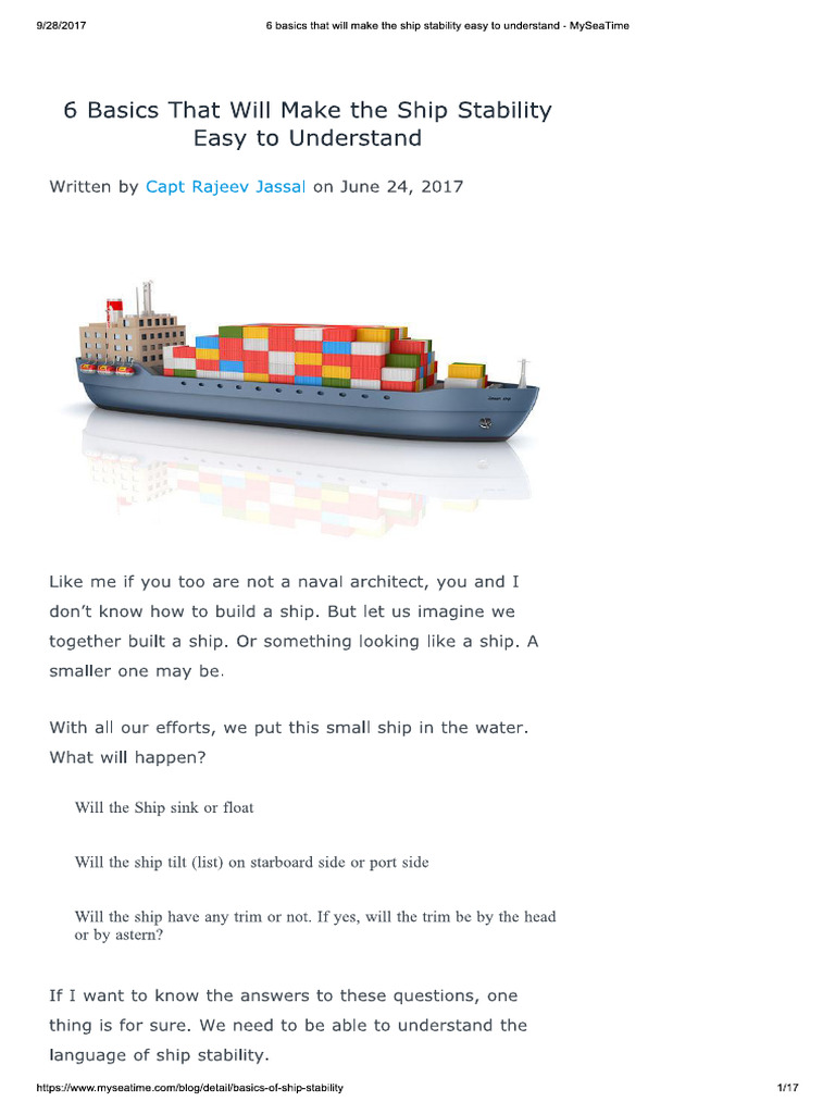 6 Basics That Will Make The Ship Stability Easy To Understand | PDF ...