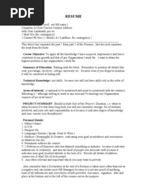 Resume Format