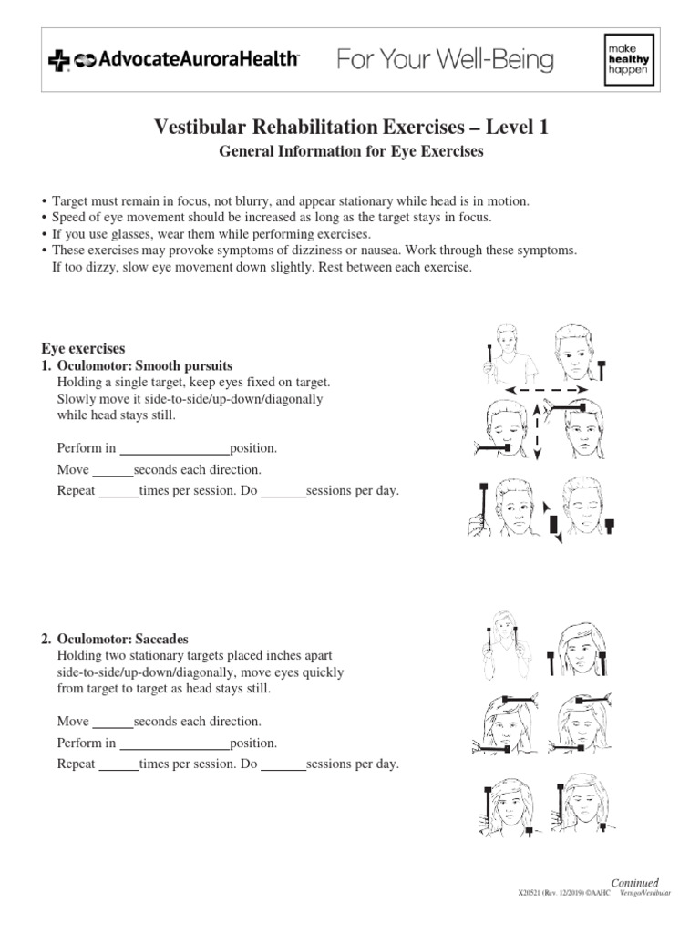 Vestibular Rehabilitation Exercises – 1 | PDF | Vertigo | Diseases And ...