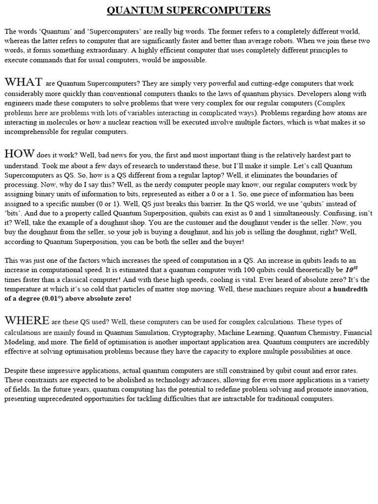 Quantum Supercomputers Pdf Quantum Computing Theoretical Physics