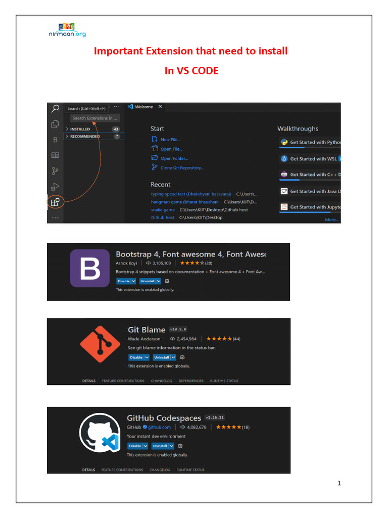 Extensions Need To Installed | PDF