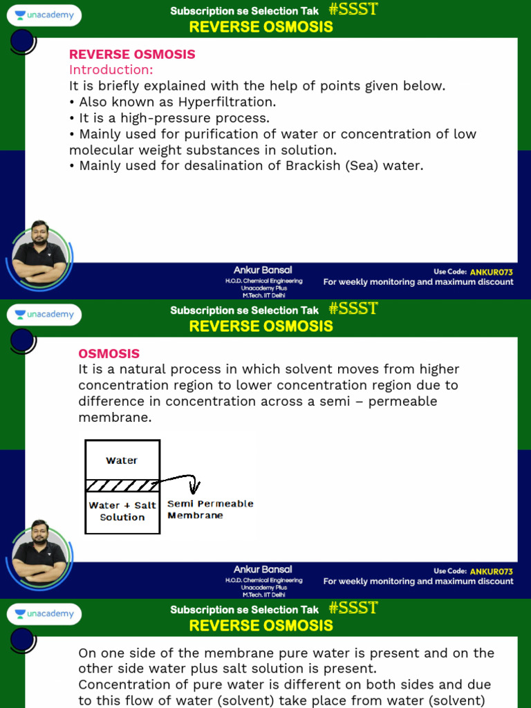 Reverse Osmosis: Principles & Applications | PDF | Osmosis | Membrane