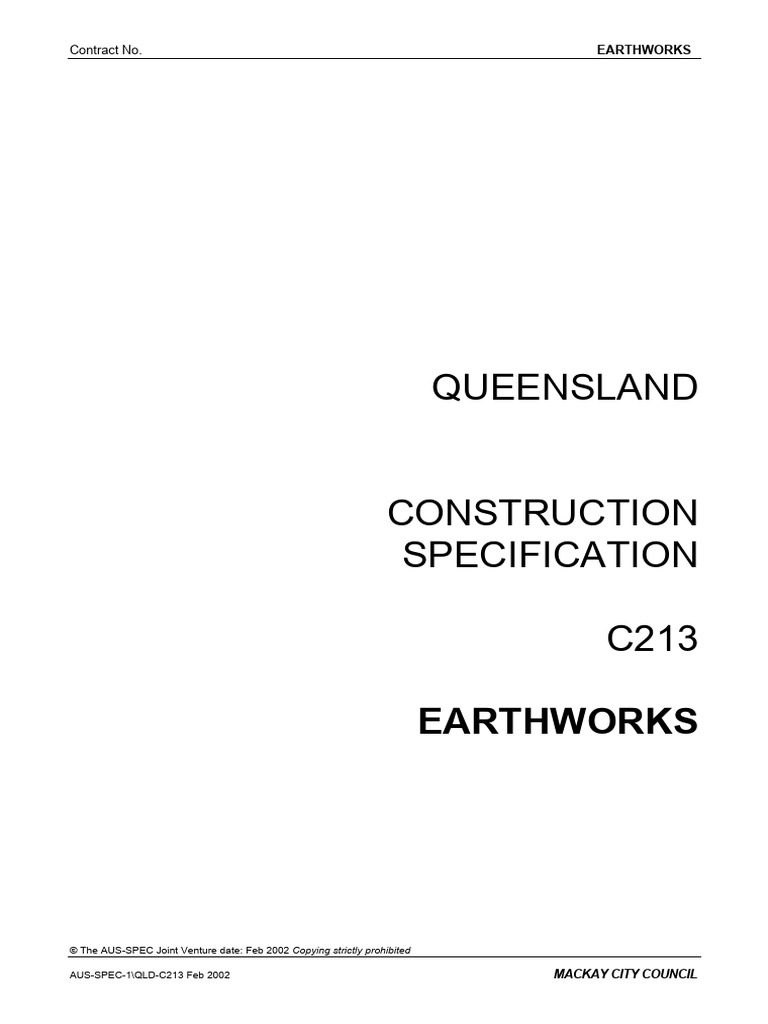 Mackay Council Earthworks Specification | PDF | Specification ...