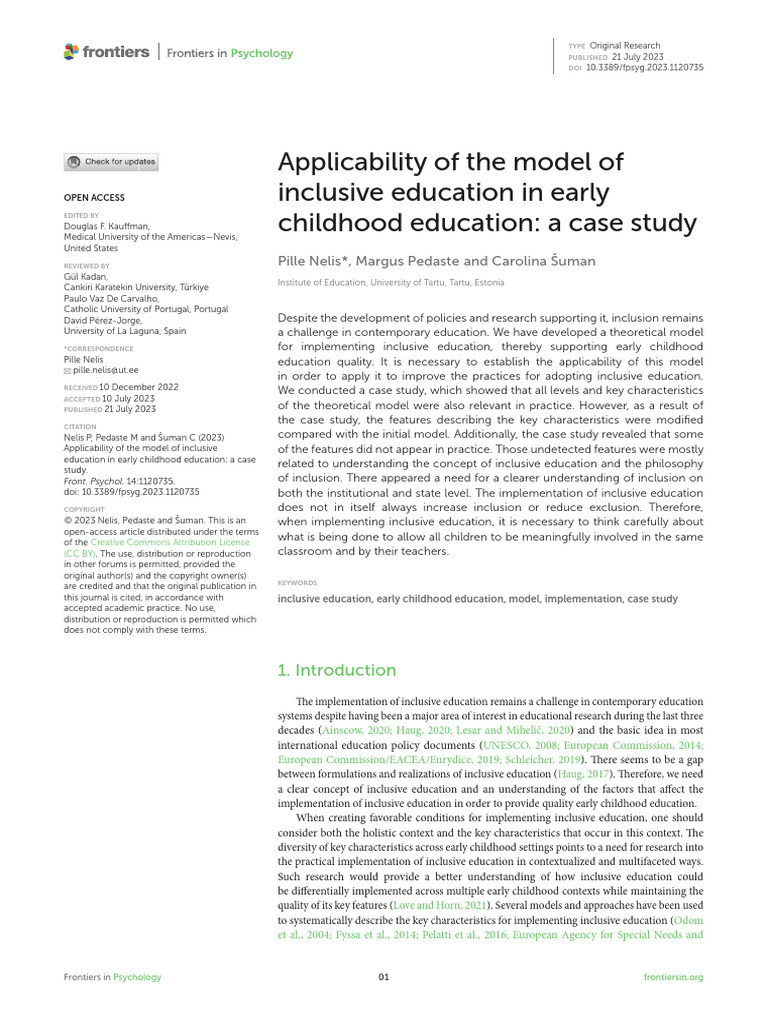 Fpsyg 14 1120735 | PDF | Inclusion (Education) | Social Exclusion