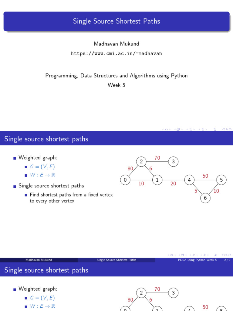 Lecture 5.2 - Single Source Shortest Paths (Dijkstra - S Algorithm ...