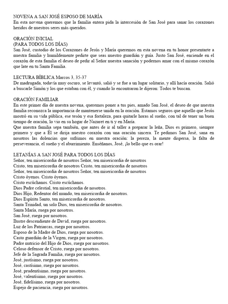 Novena a San José para Encontrar Esposo | PDF | María, madre de Jesús ...