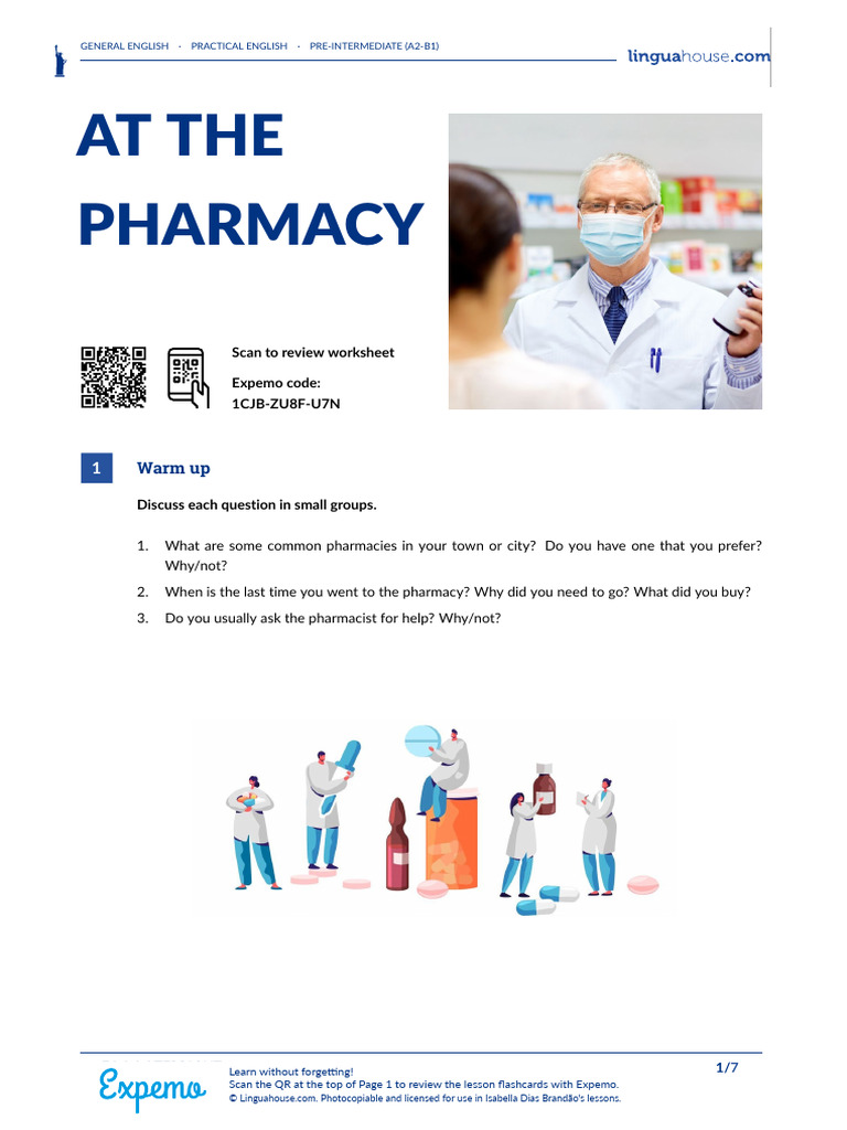 At The Pharmacy American English Student Pdf Pharmacist Pharmacy
