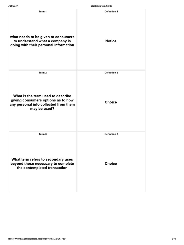 Printable Flash Cards | PDF | Privacy | Security