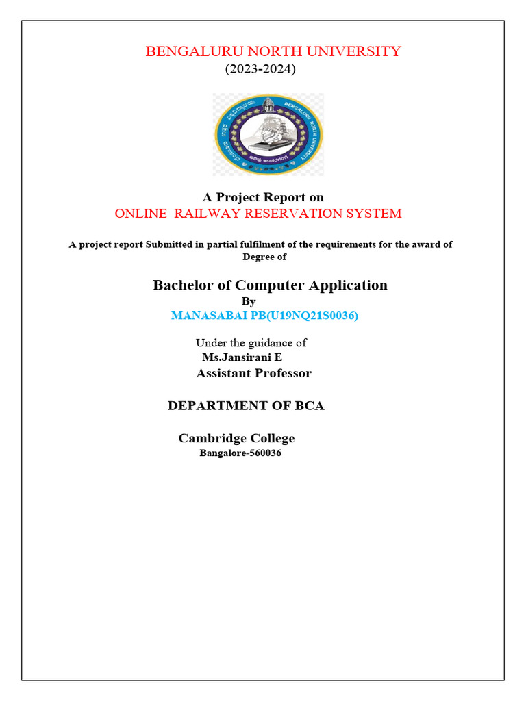 Online Railway Reservation System Report | PDF | Software Testing | Php